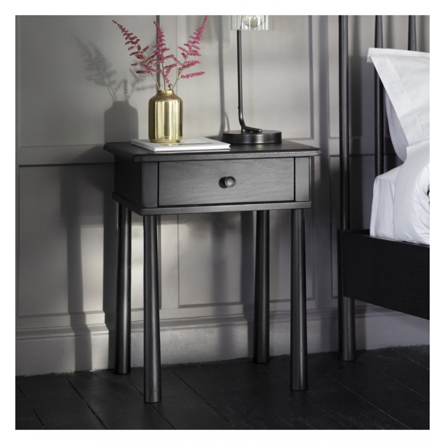 Black 1 drawer deals nightstand